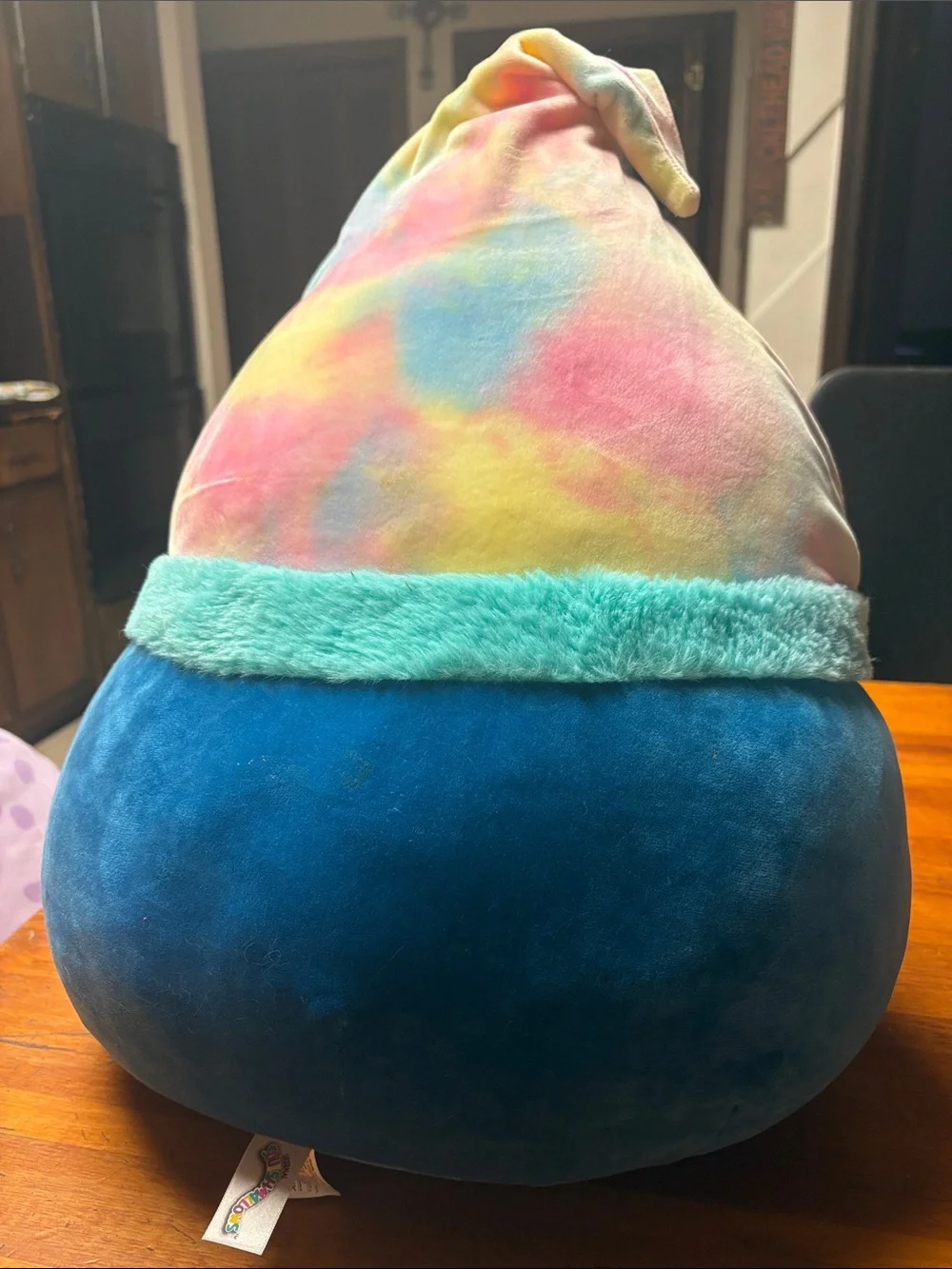 Rayford the garden gnome  Pastel Tie-Dye Gnome with Teal Beard and Navy Body